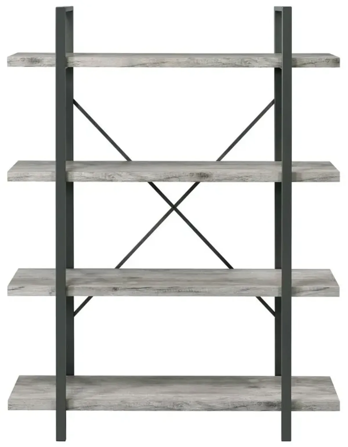 Cole 4-Shelf Bookcase Grey Driftwood and Gunmetal