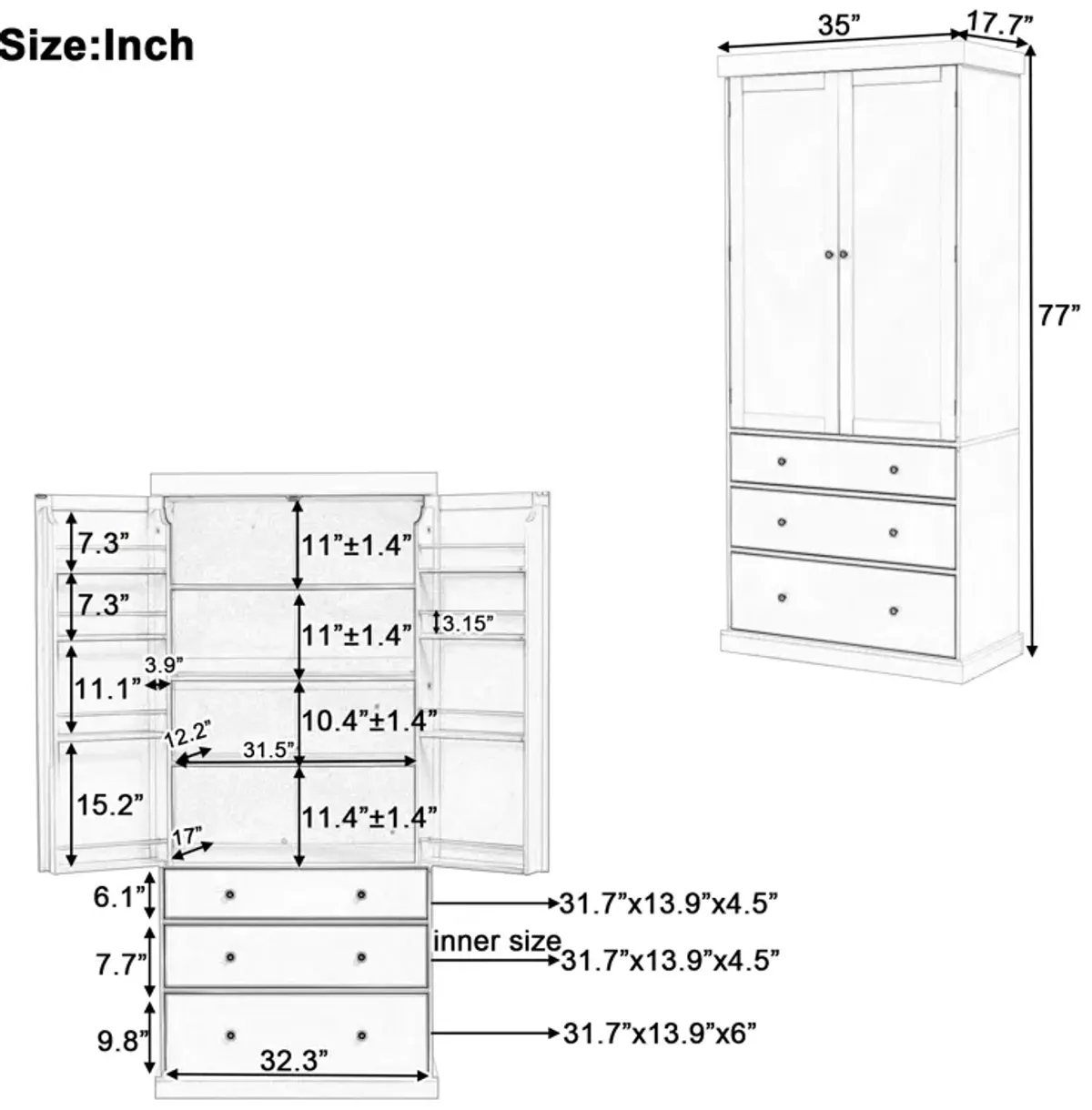 Merax Freestanding Tall Cupboard Storage Cabinet