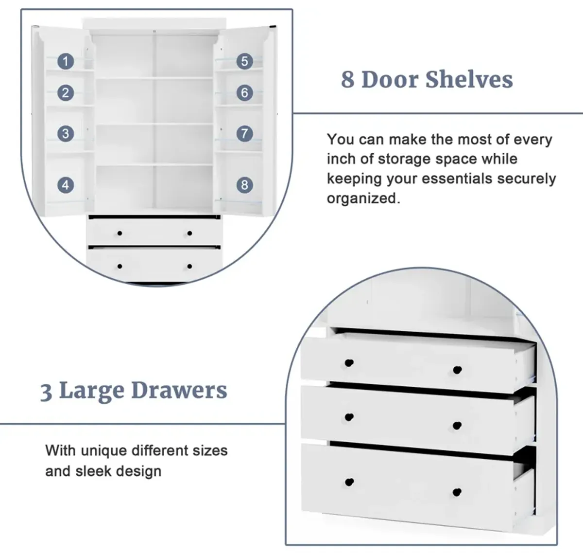 Merax Freestanding Tall Cupboard Storage Cabinet