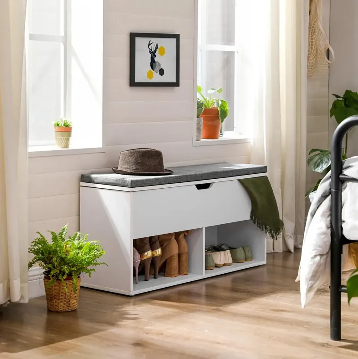 Shoe Bench - Stylish Storage Bench for Entryway or Hallway Organization