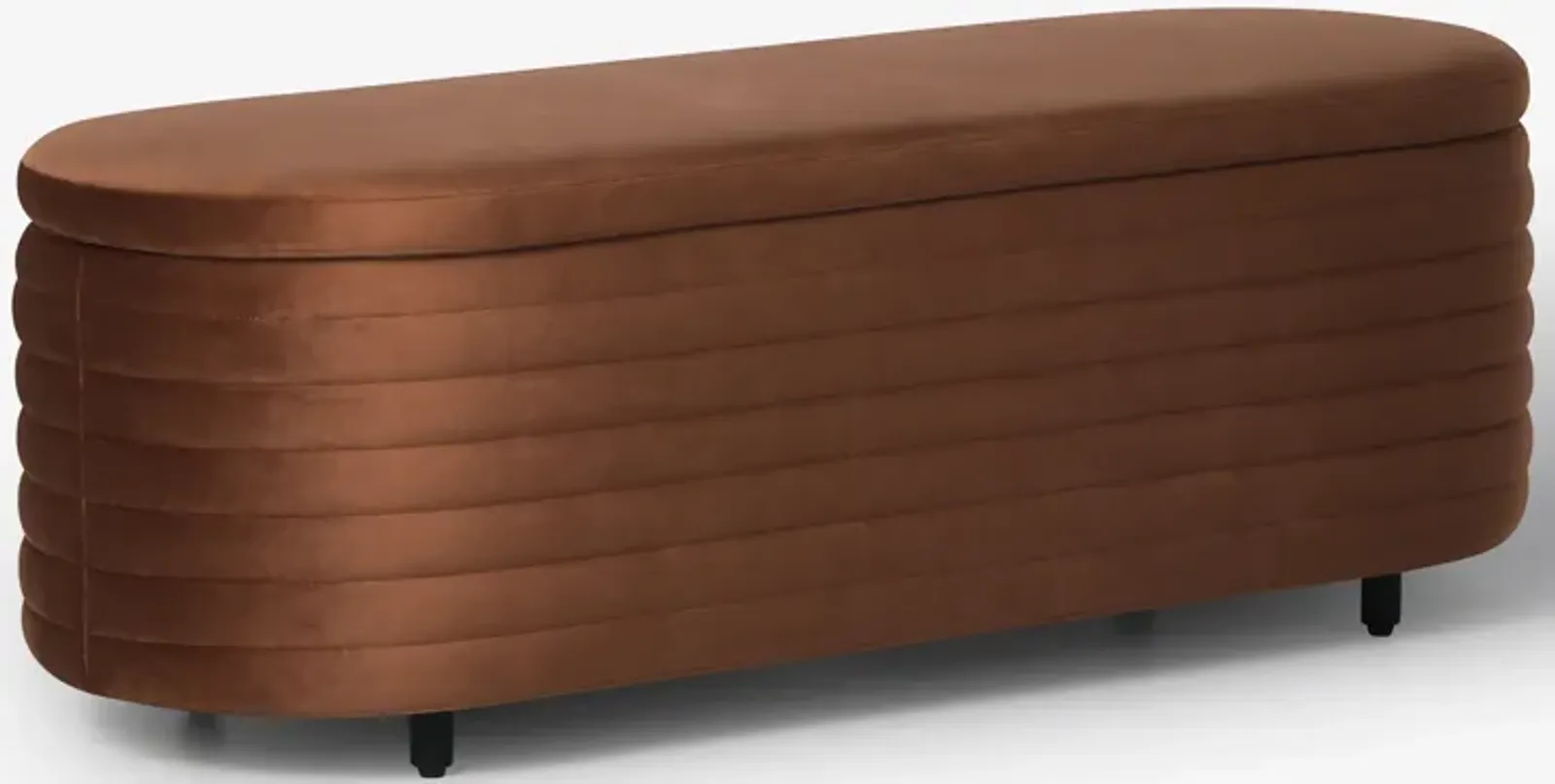 WestinTrends 54" Wide Mid-Century Modern Upholstered Velvet Tufted Oval Storage Ottoman Bench