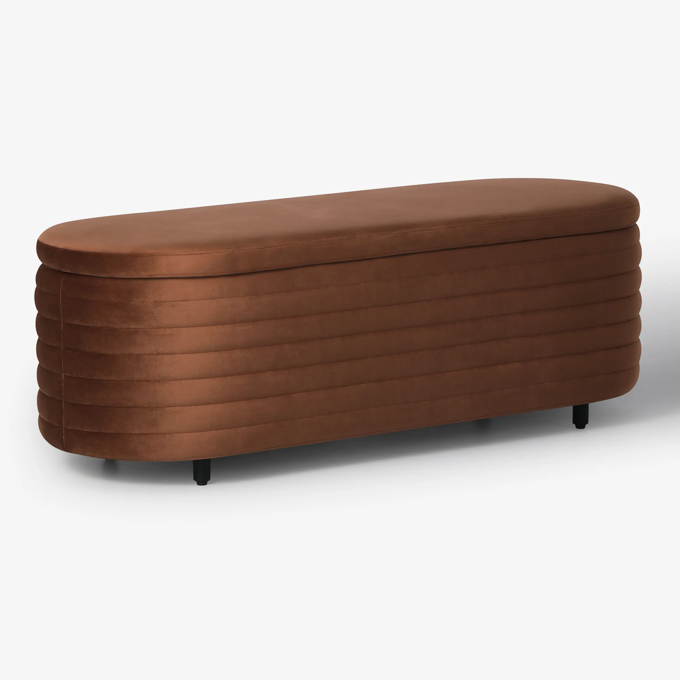 WestinTrends 54" Wide Mid-Century Modern Upholstered Velvet Tufted Oval Storage Ottoman Bench