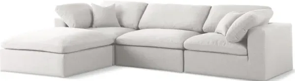 Meridian Furniture Serene Cream Linen Textured Fabric Deluxe Comfort Modular Sectional