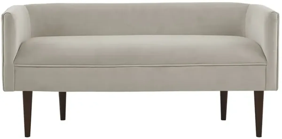 Gracie Mills Elfed Cream Velvet Accent Bench with Low Back