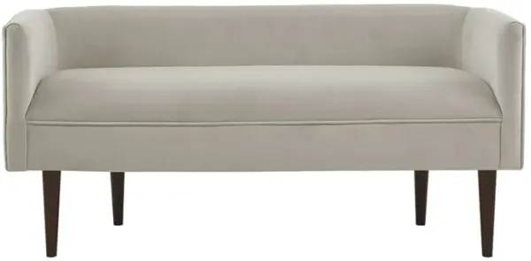 Gracie Mills Elfed Cream Velvet Accent Bench with Low Back