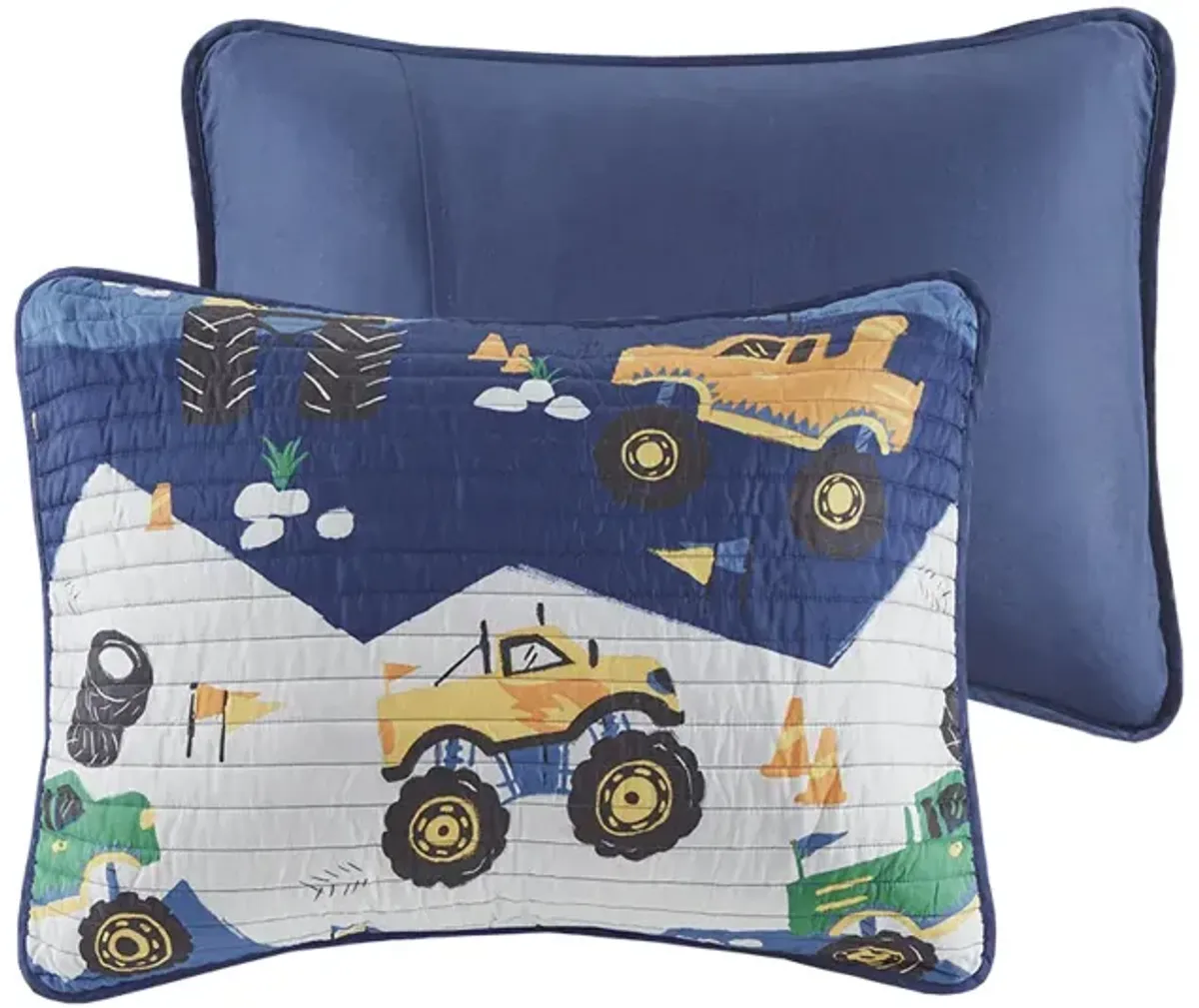 Gracie Mills Cynara Rev Up Dreams Monster Truck Reversible Kids Quilt Set