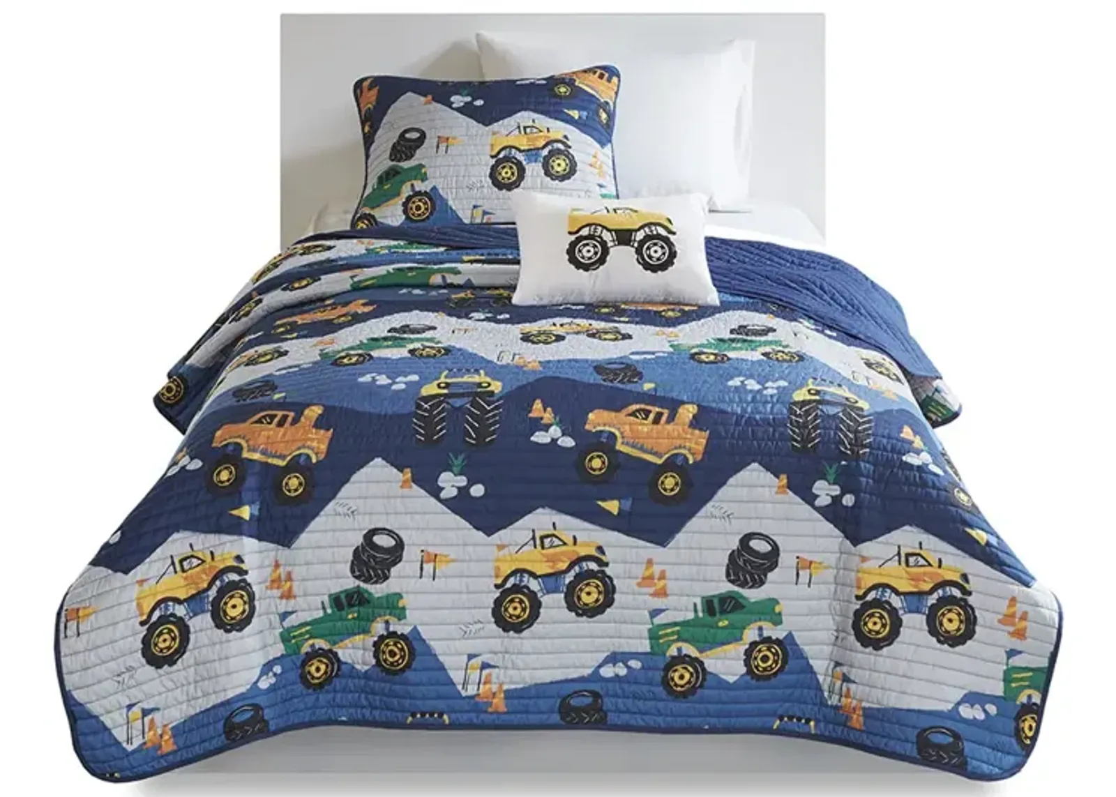 Gracie Mills Cynara Rev Up Dreams Monster Truck Reversible Kids Quilt Set