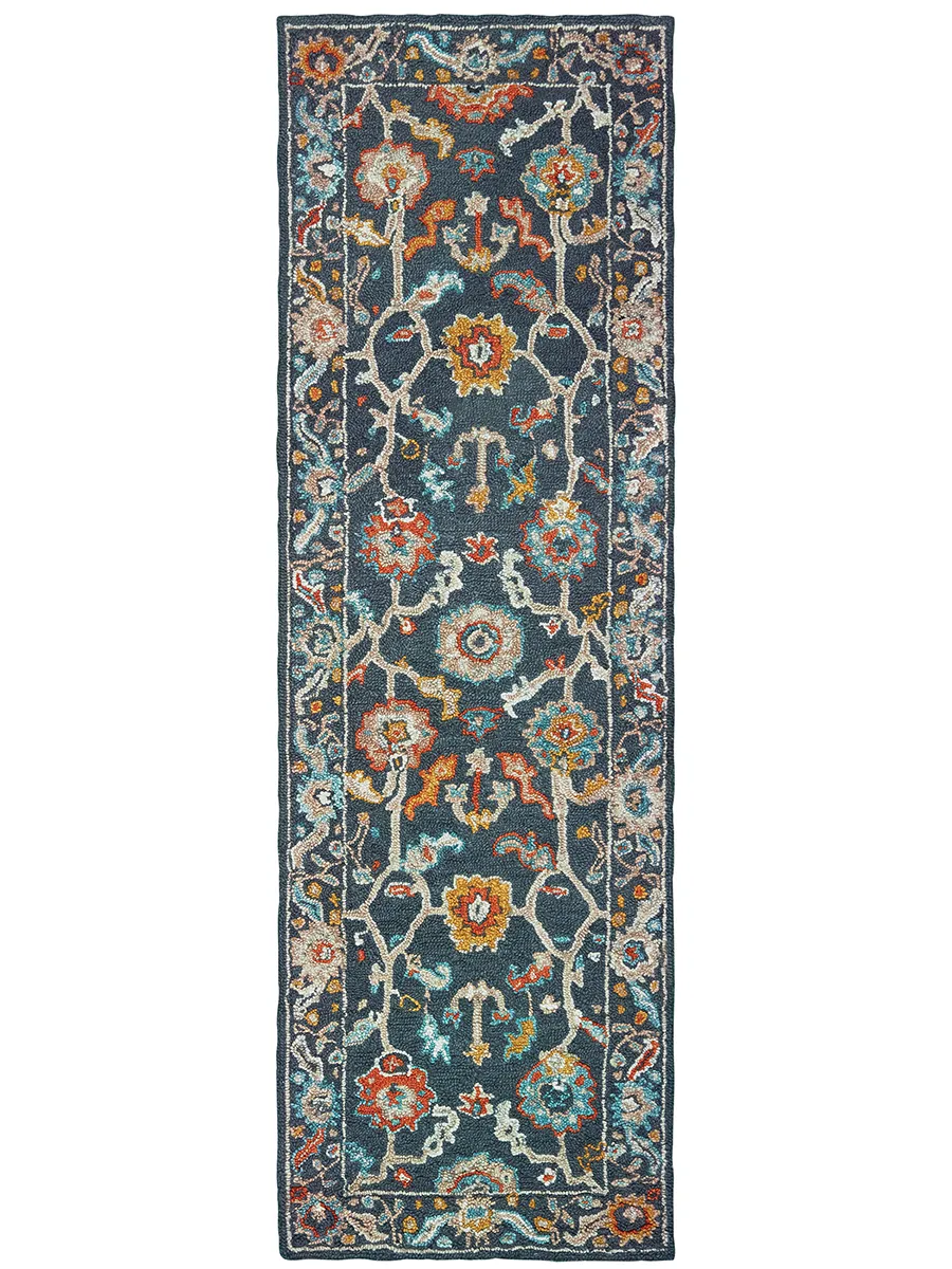 Zahra 2'6" x 8' Blue Rug