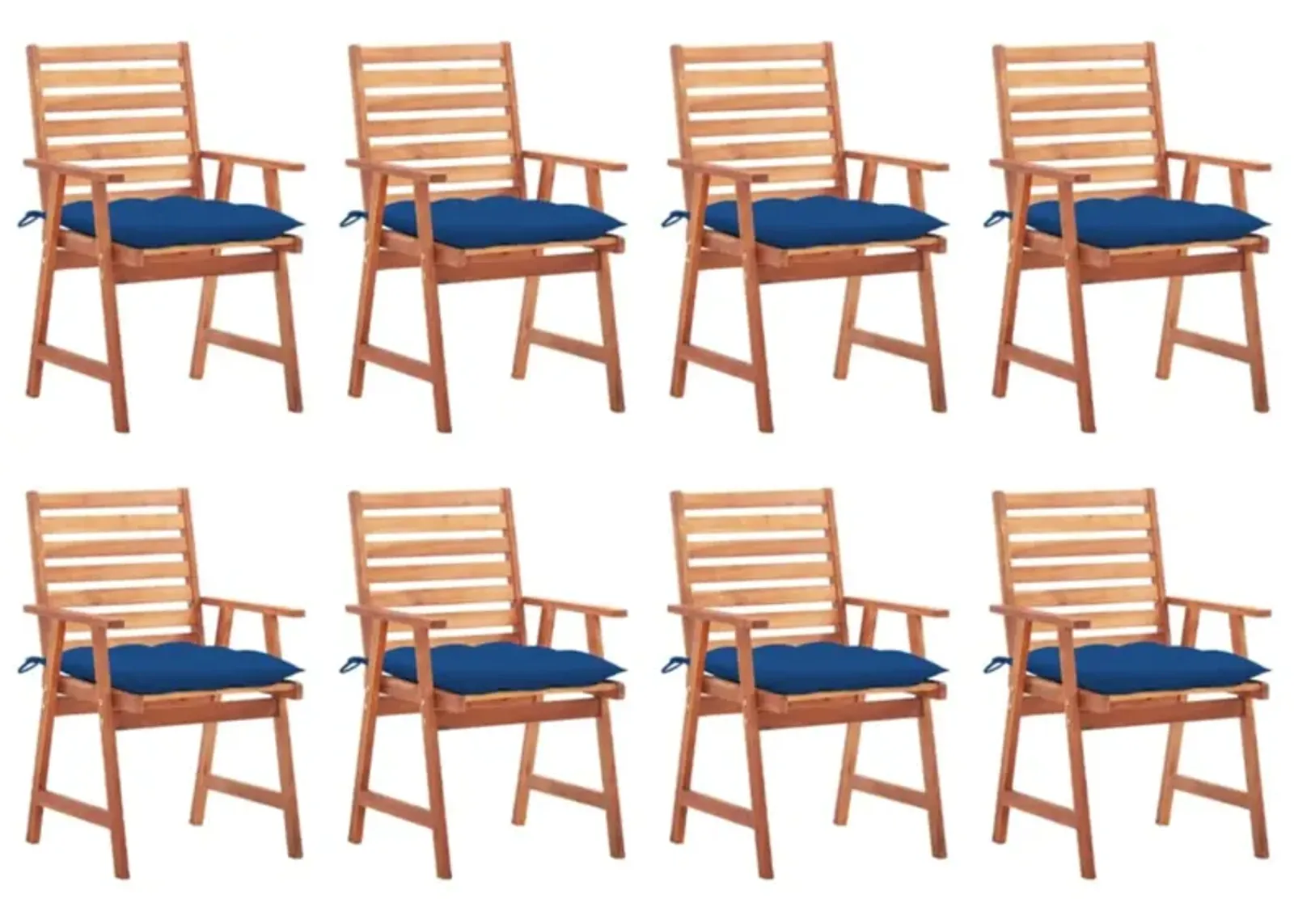 vidaXL Patio Dining Chairs 8 pcs with Cushions Solid Acacia Wood