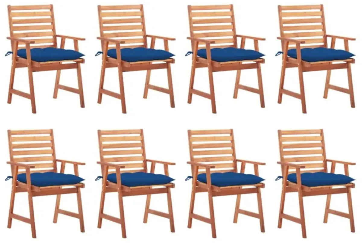 vidaXL Patio Dining Chairs 8 pcs with Cushions Solid Acacia Wood