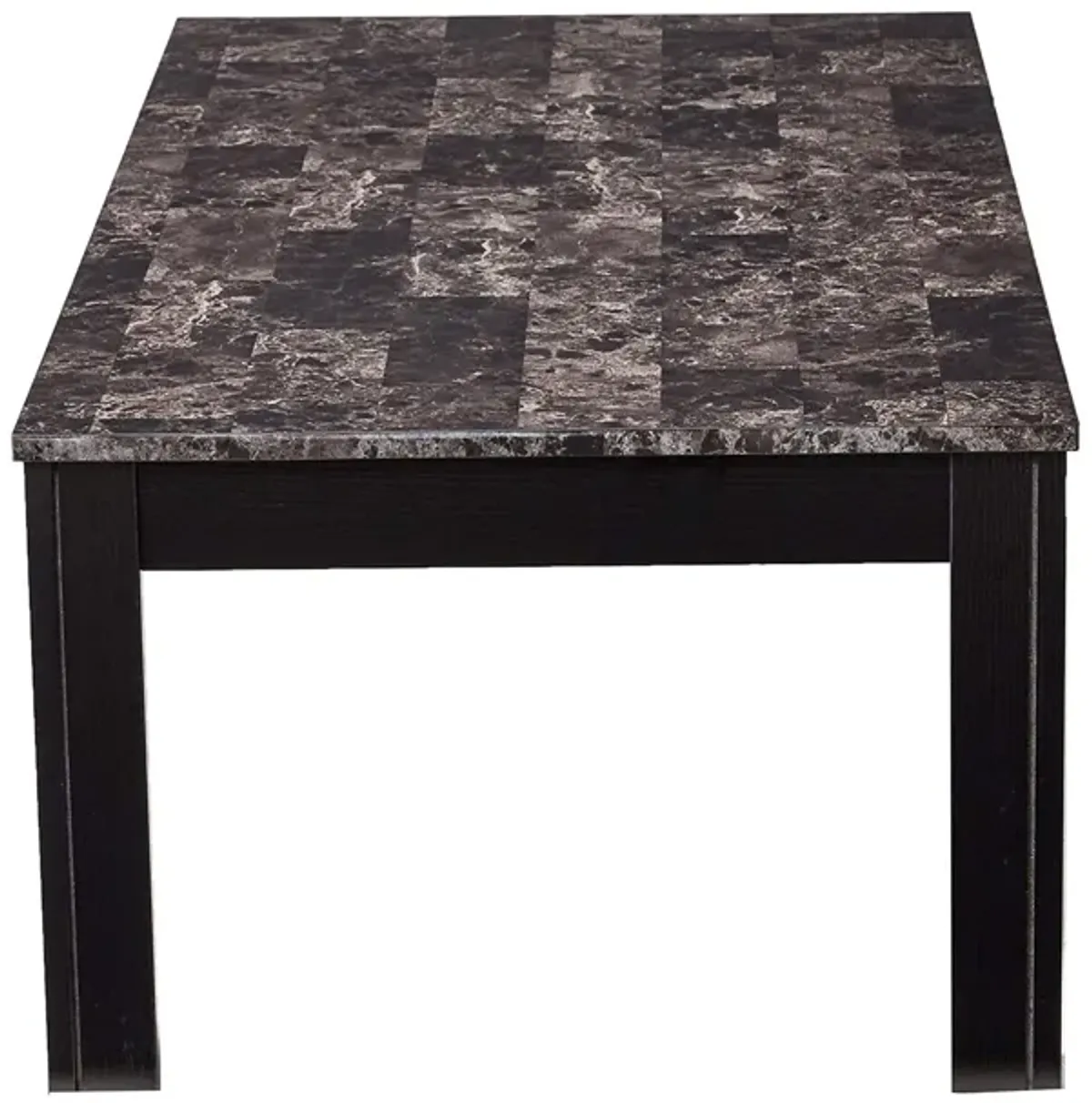 Impressive 3 piece occasional table set with marble top, black-Benzara