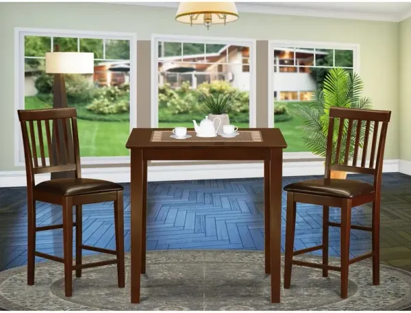 3 PC counter height Dining set-Square pub Table and 2 Stools
