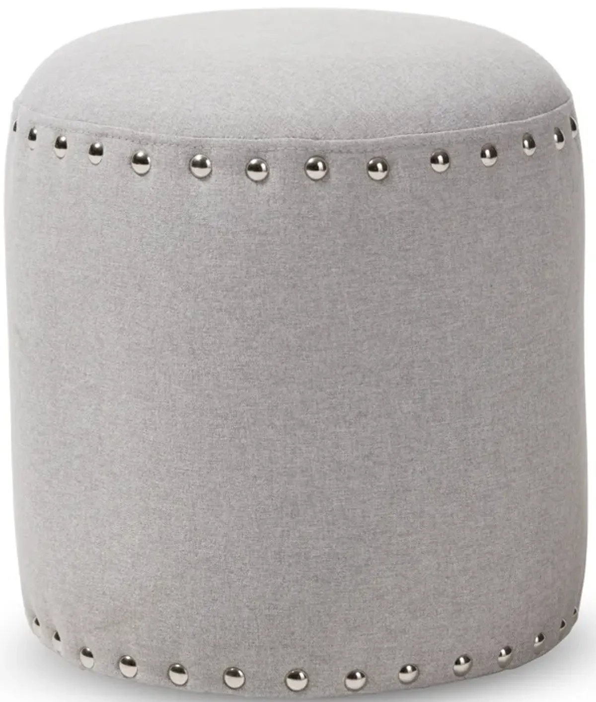 Baxton Studio Rosine Modern and Contemporary Light Grey Fabric Upholstered Nail Trim Ottoman