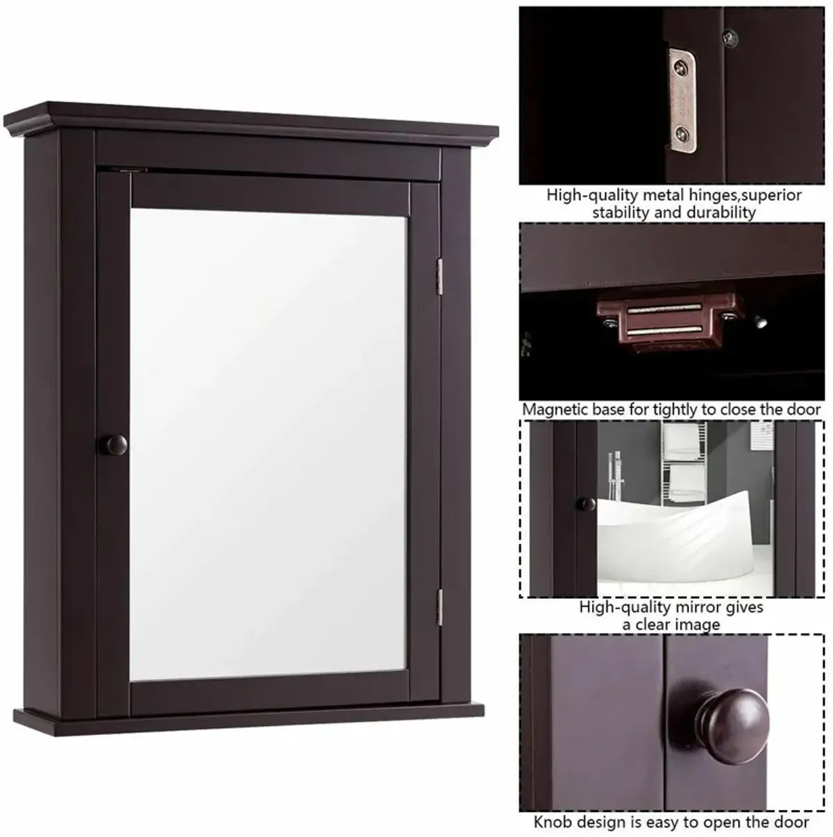 Bathroom Wall Mounted Storage Mirror Medicine Cabinet