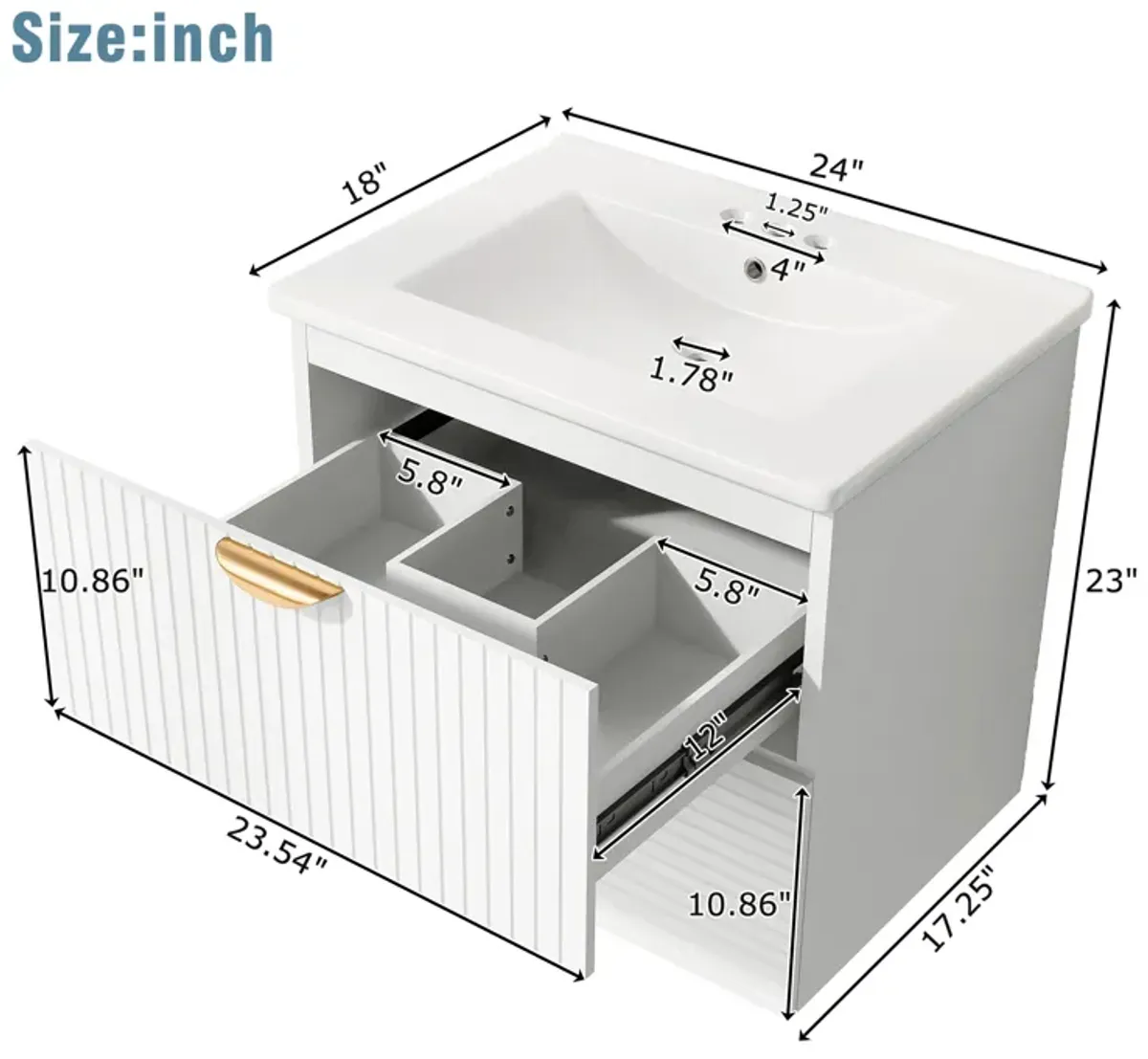 Merax Wall-Mounted Bathroom Vanity with 2 Drawers