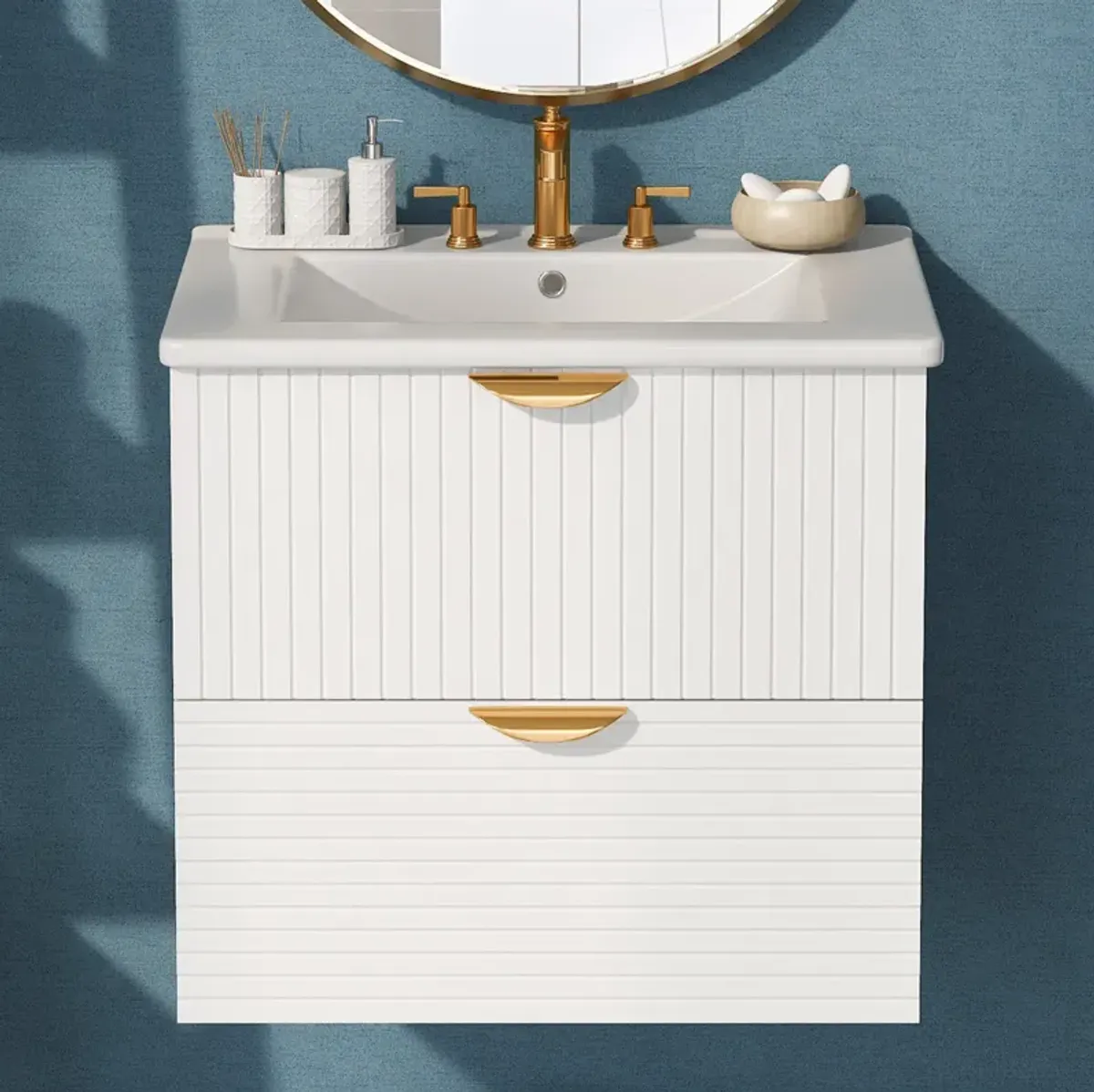 Merax Wall-Mounted Bathroom Vanity with 2 Drawers