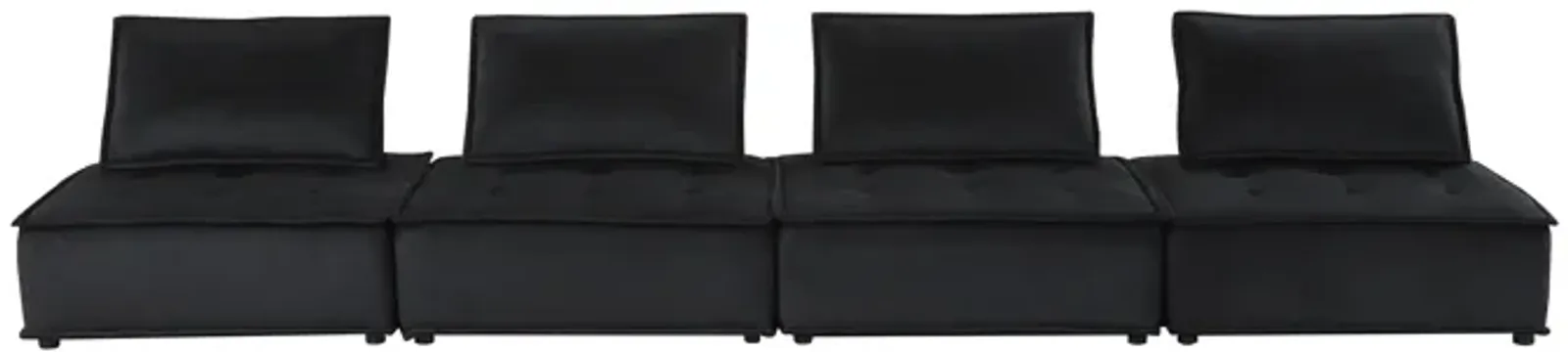 Anna Black Velvet 4 Piece Modular Sofa