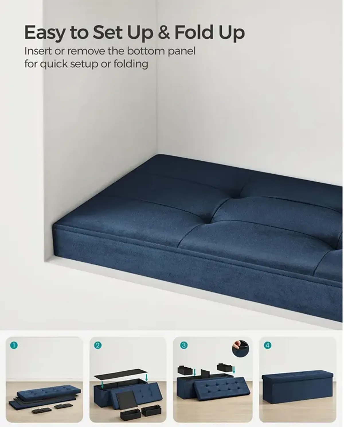 Foldable Storage Ottoman Bench for Space-Saving and Versatile Storage Solutions