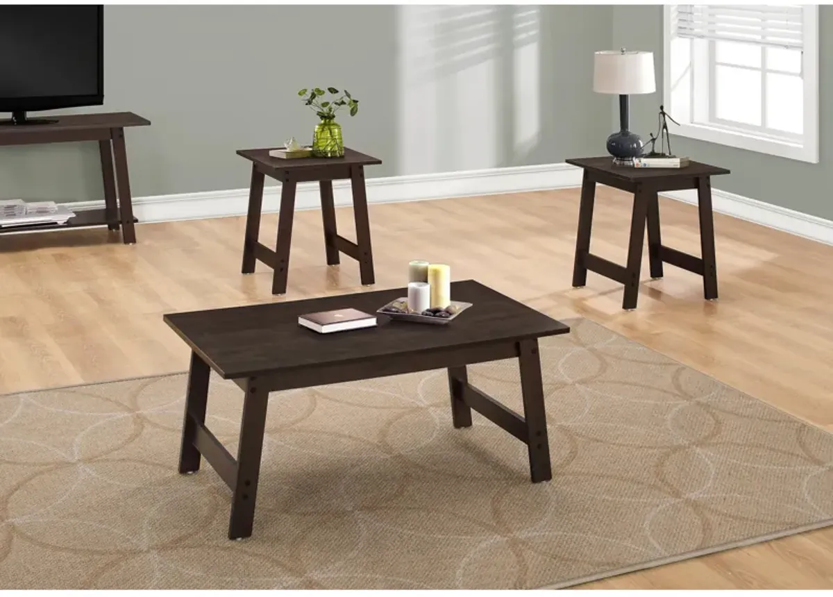 Monarch Specialties I 7930P Table Set, 3pcs Set, Coffee, End, Side, Accent, Living Room, Laminate, Brown, Transitional