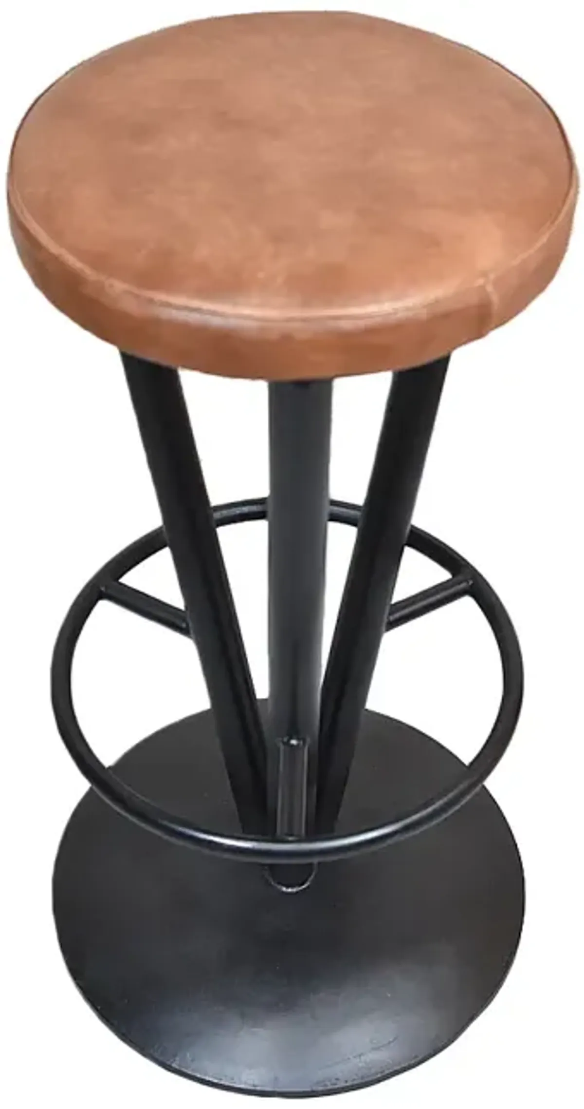 Handmade Bar Stool Iron & Leather Contemporary Black Tan BBH Homes