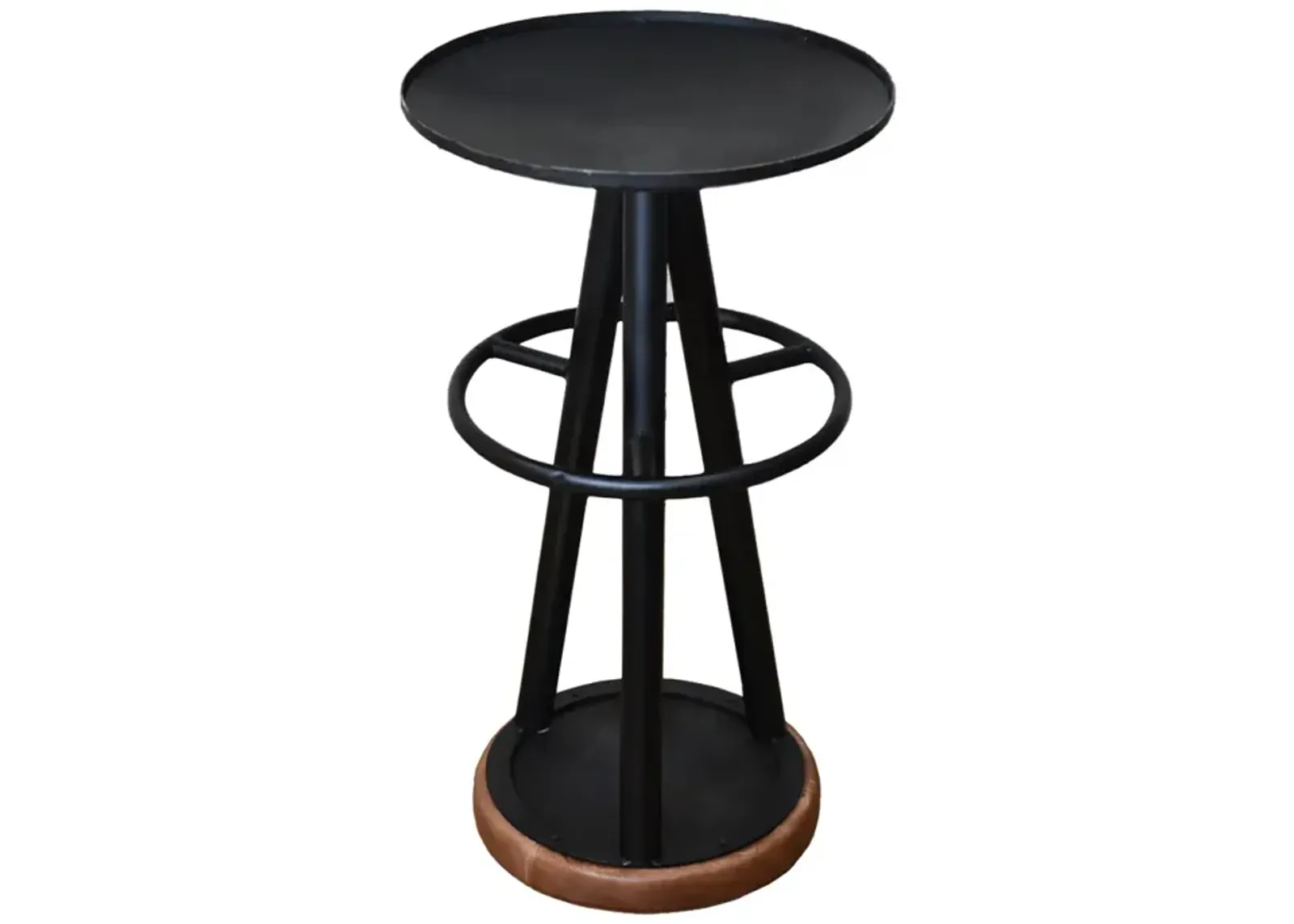 Handmade Bar Stool Iron & Leather Contemporary Black Tan BBH Homes