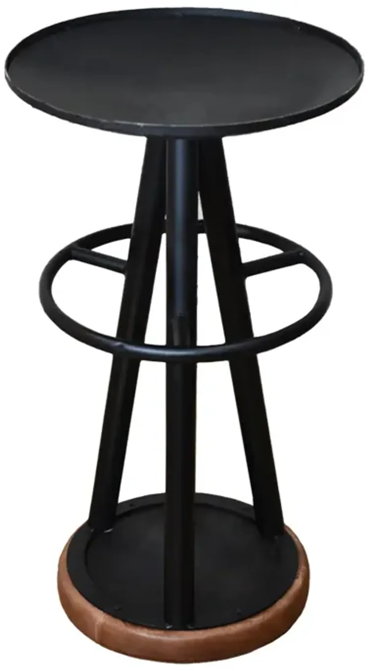 Handmade Bar Stool Iron & Leather Contemporary Black Tan BBH Homes