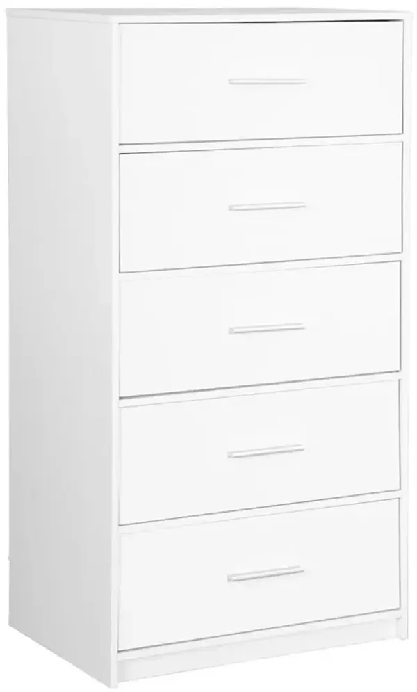5-Drawer Dresser with Large Fabric Drawers, White