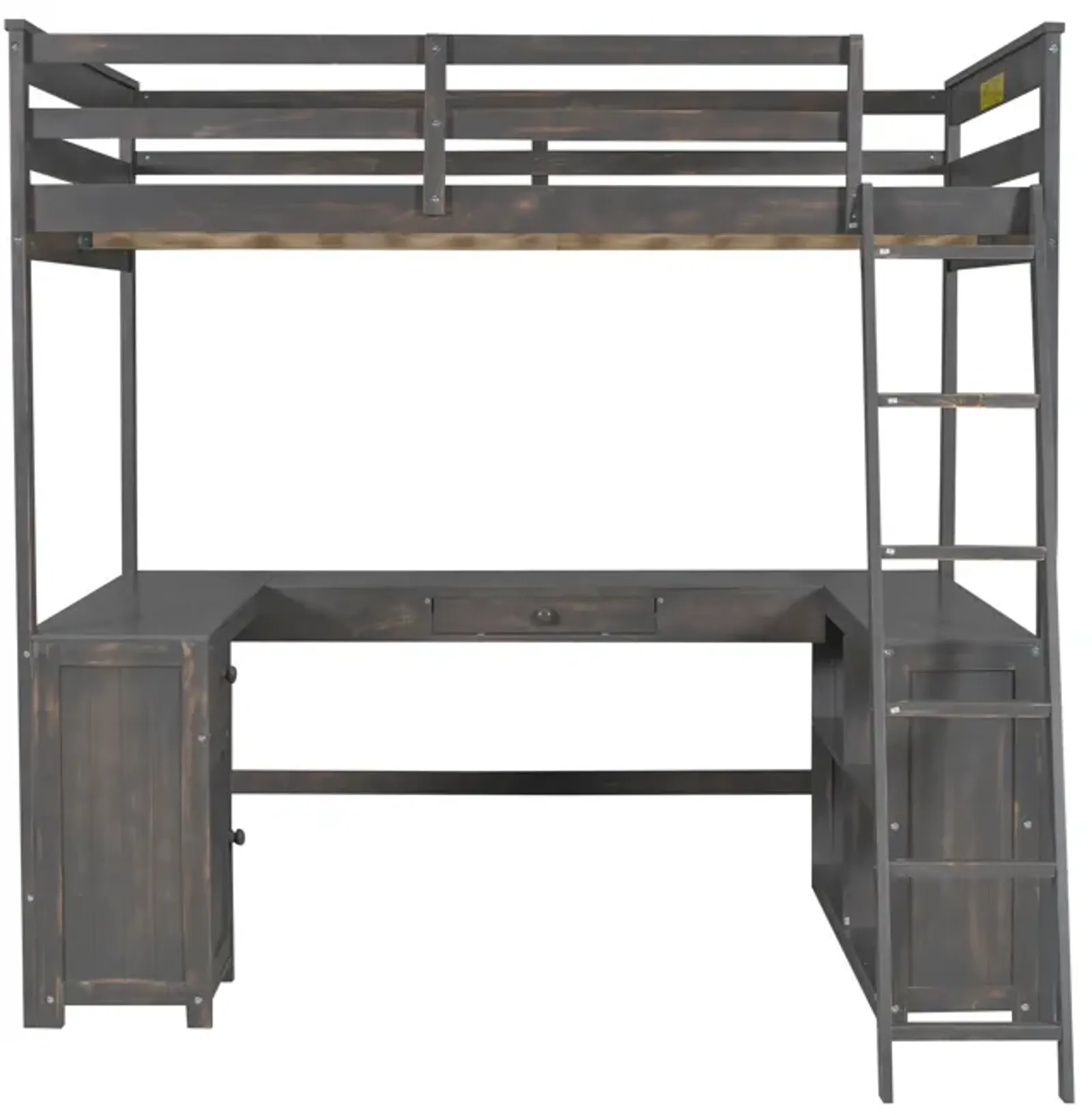 Merax Loft Bed with Desk  and Storage Shelves