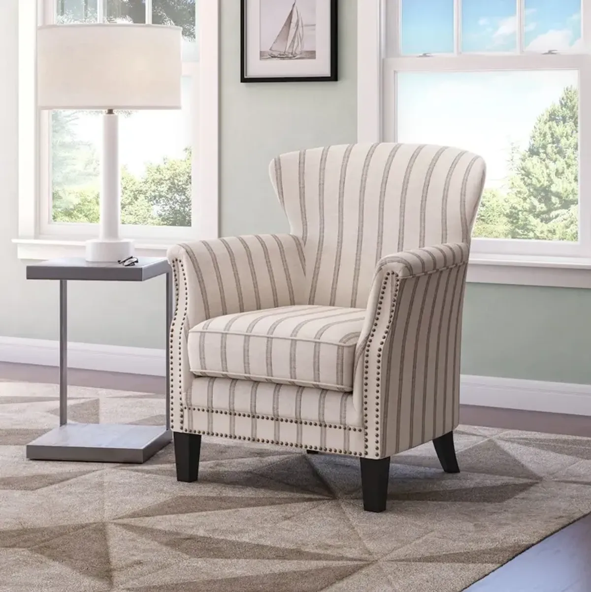 Jofran Layla Classic Upholstered Accent Chair with Nailhead Trim