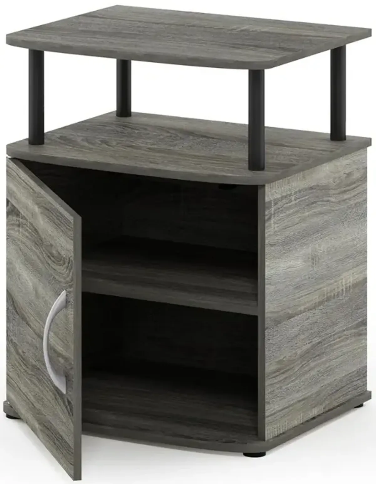 Furinno JAYA Utility Design End Table, French Oak Grey/Black