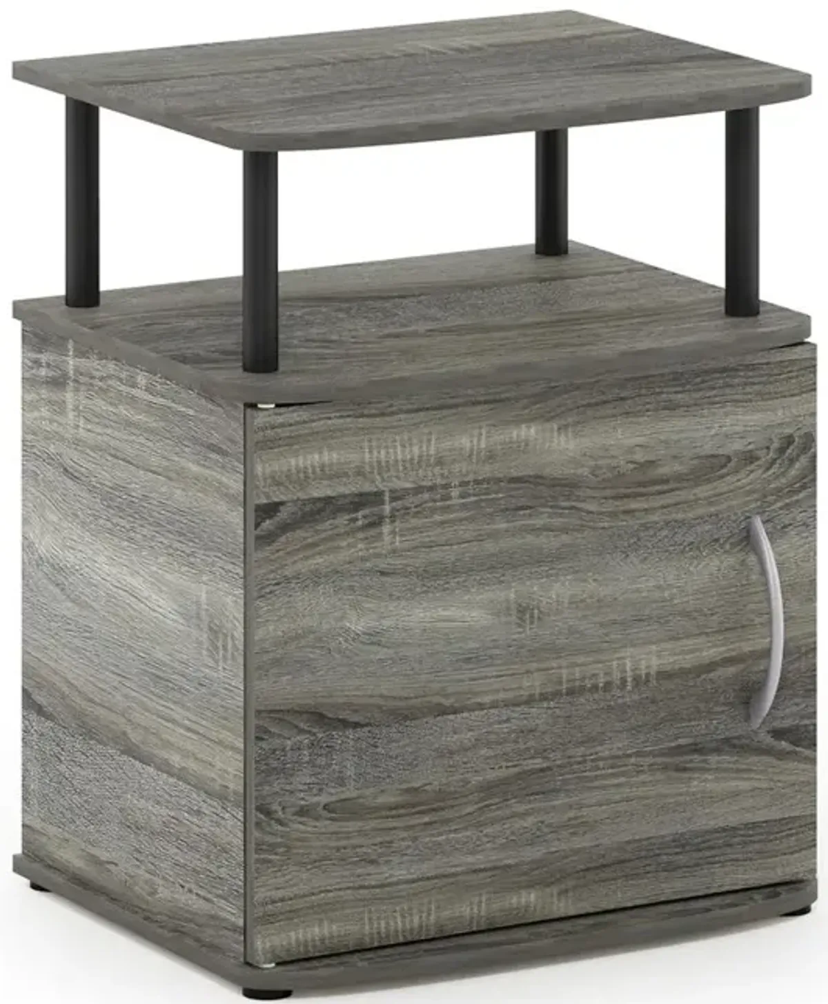 Furinno JAYA Utility Design End Table, French Oak Grey/Black