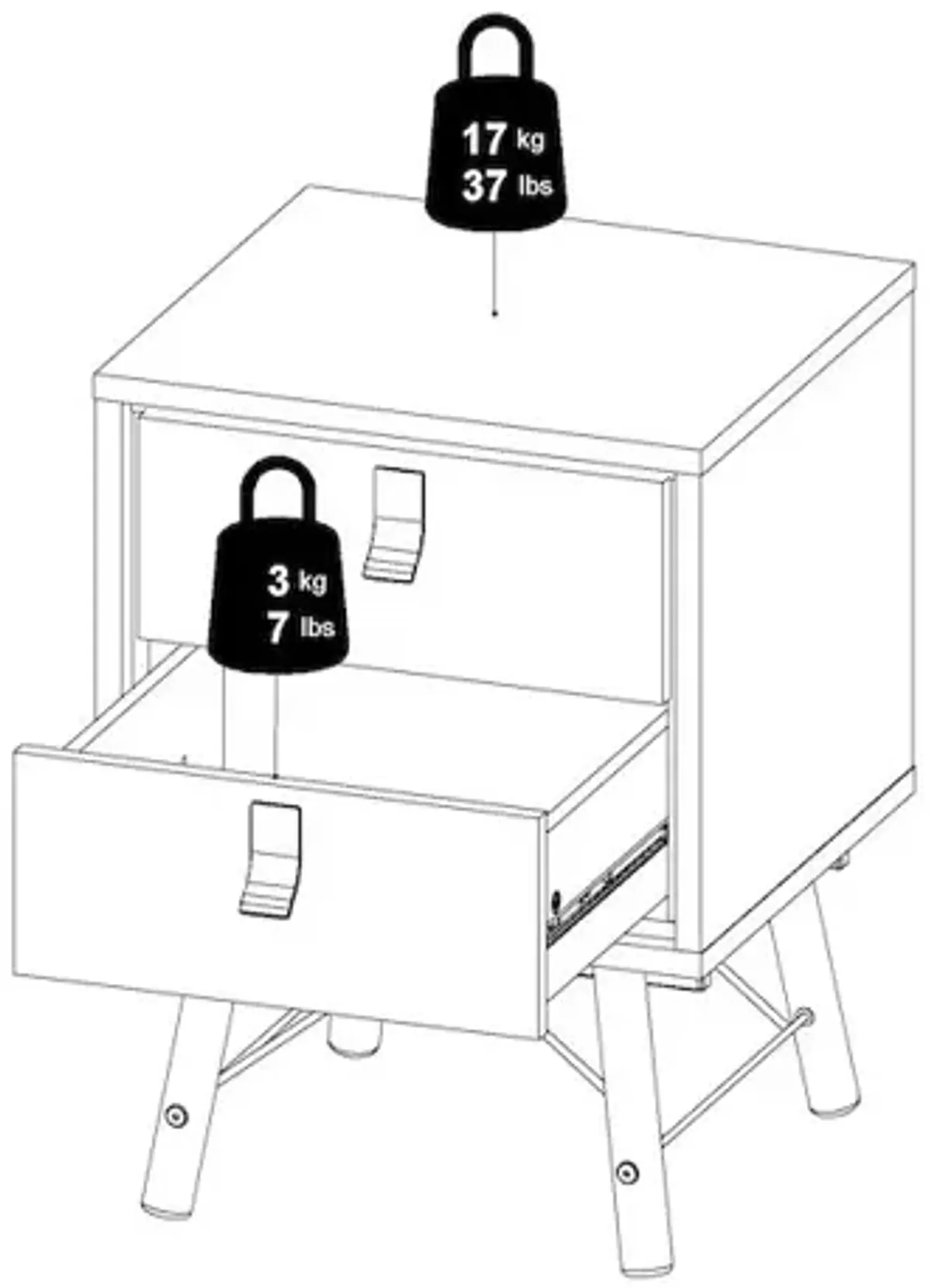 Tvilum 2 Drawer Nightstand