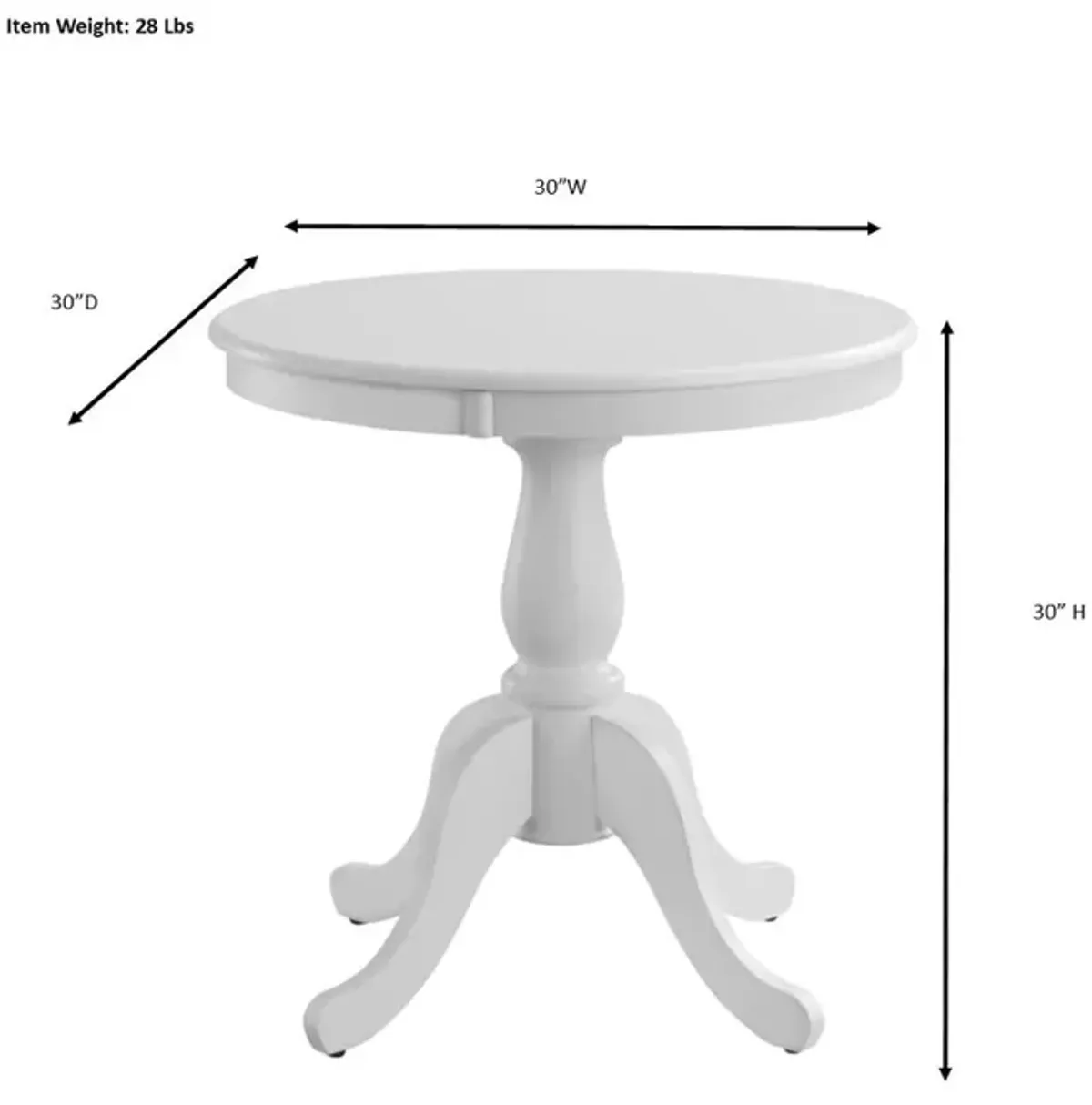 Carolina Living Fairview 30 Round Pedestal Dining Table - Whitewash