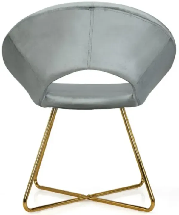 Velvet Dining Arm Chair with Golden Metal Legs and Soft Cushion