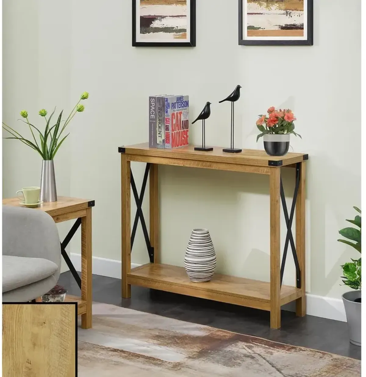 Convenience Concepts Durango Console Table, English Oak/Black