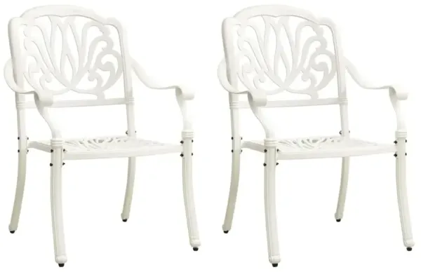 Garden Chair Set of 2 White Cast Aluminum Standard Durable