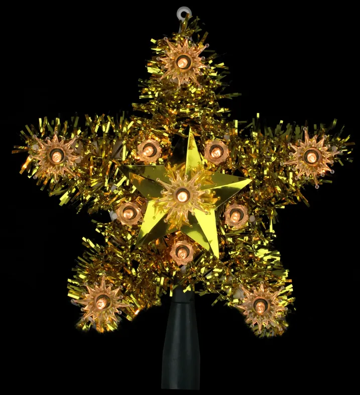 7" Lighted Gold Star Christmas Tree Topper - Clear Lights