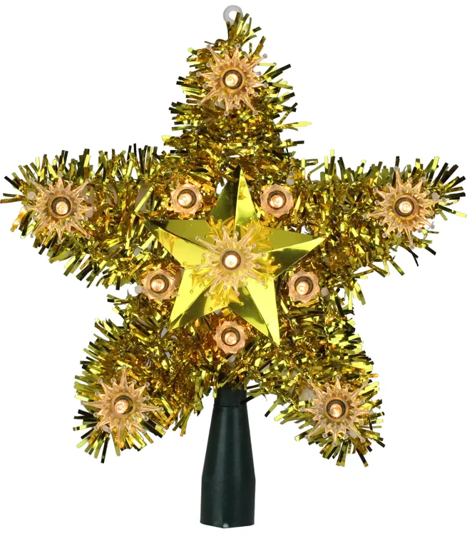 7" Lighted Gold Star Christmas Tree Topper - Clear Lights