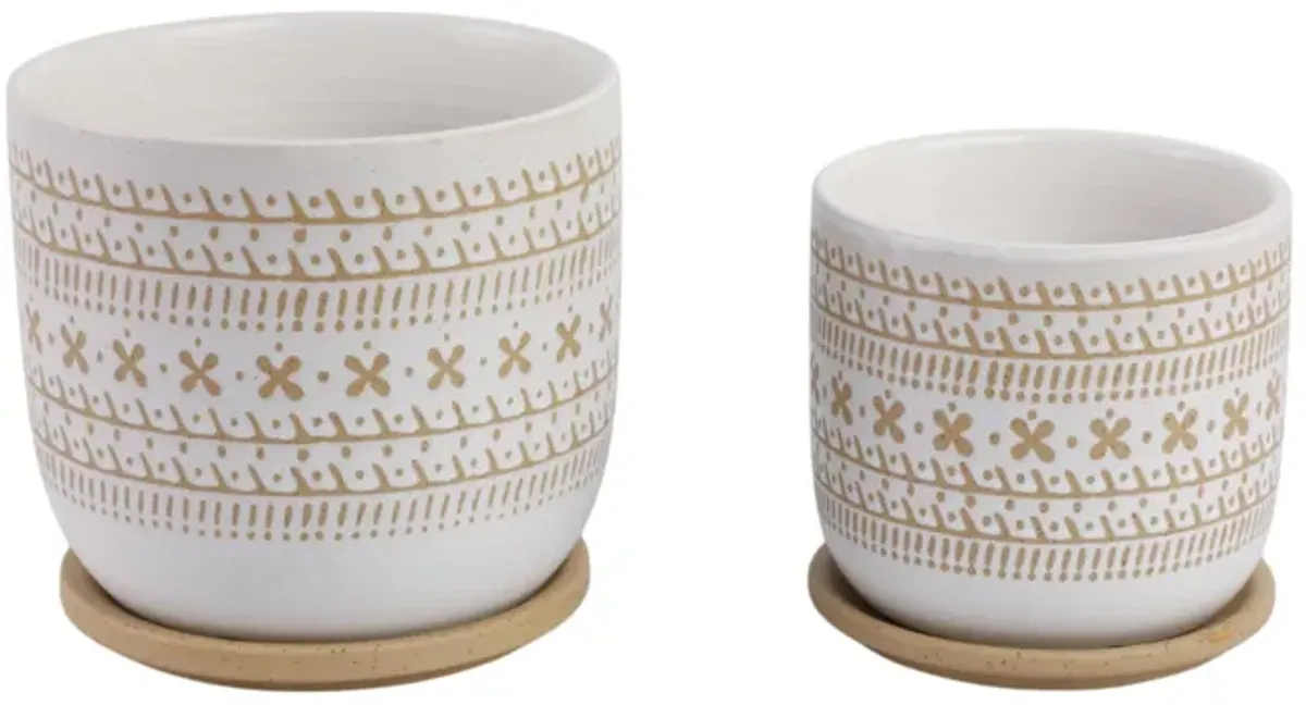 Brown Ceramic Saucer Planter Set