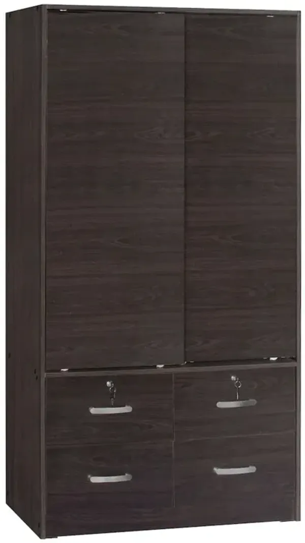 Better Home Products Sarah Modern Wood Double Sliding Door Armoire in Tobacco
