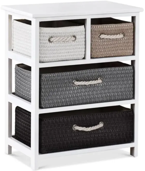 Hivvago Storage Drawer Nightstand Woven Basket Cabinet Bedside Table