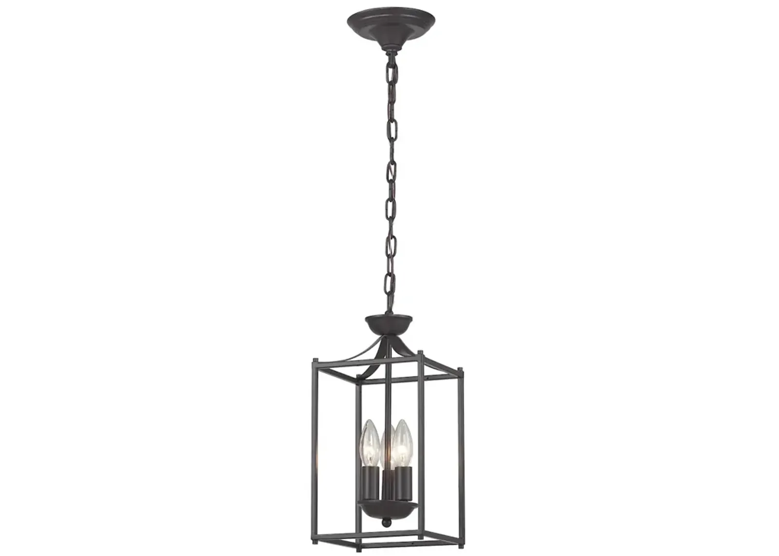 Black Metal Frame 3-Light Rustic Ceiling Iron Lantern