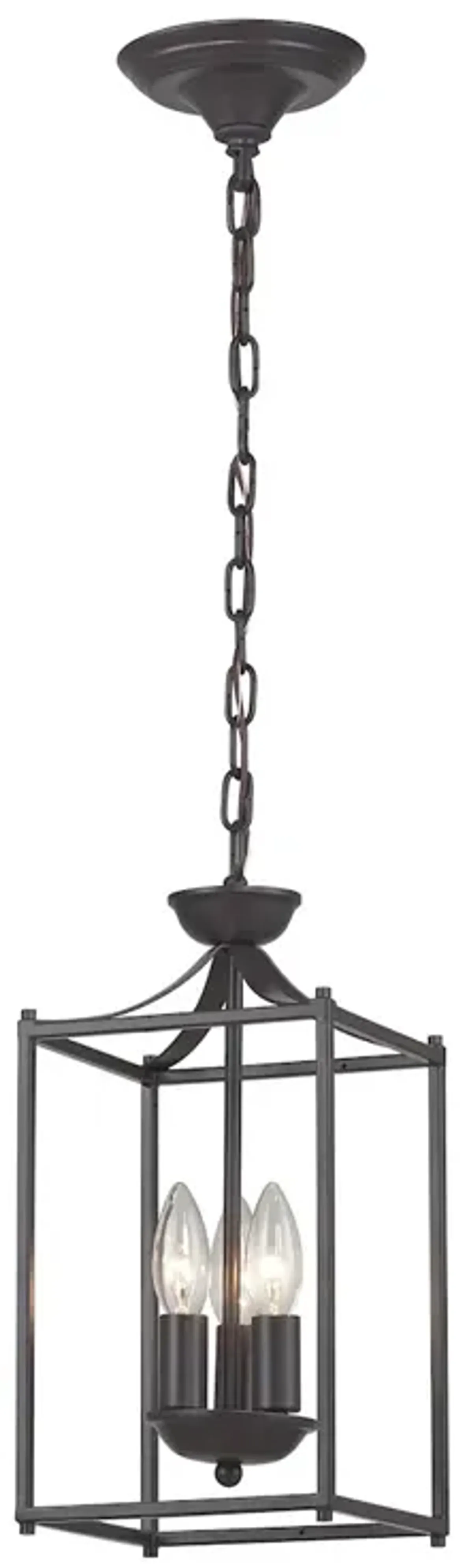 Black Metal Frame 3-Light Rustic Ceiling Iron Lantern