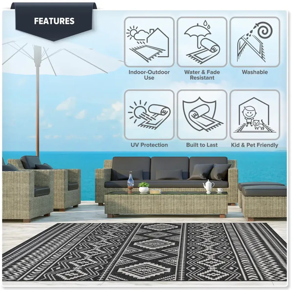 Waikiki Moroccan Indoor/Outdoor Area Rug