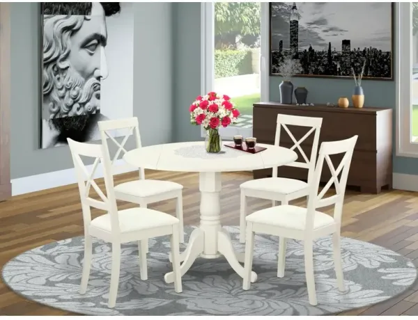 East West Furniture Dining Room Set Linen White, DLBO5-LWH-LC
