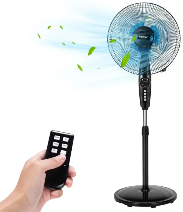 Adjustable Height Fan with Quiet Oscillating Stand for Home and Office