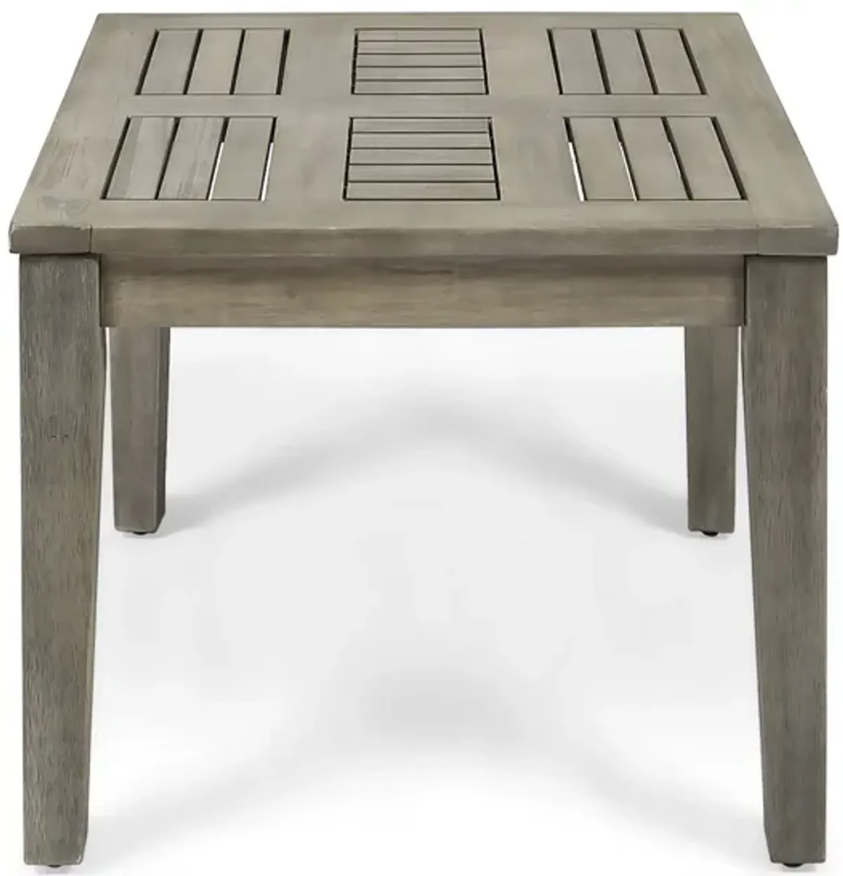 Bops Outdoor Square Side Table, 20 Inch Gray Weather-Resistant Wood - Benzara