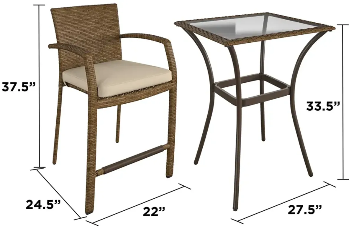 Gretna 3 Piece High Top Bistro Set with Cushion