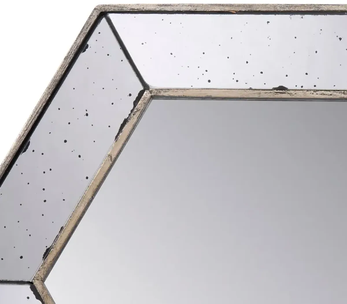 Filo 21 Inch Wall Accent Mirror, Raised Tray Edges, Hexagonal Mirror Frame-Benzara