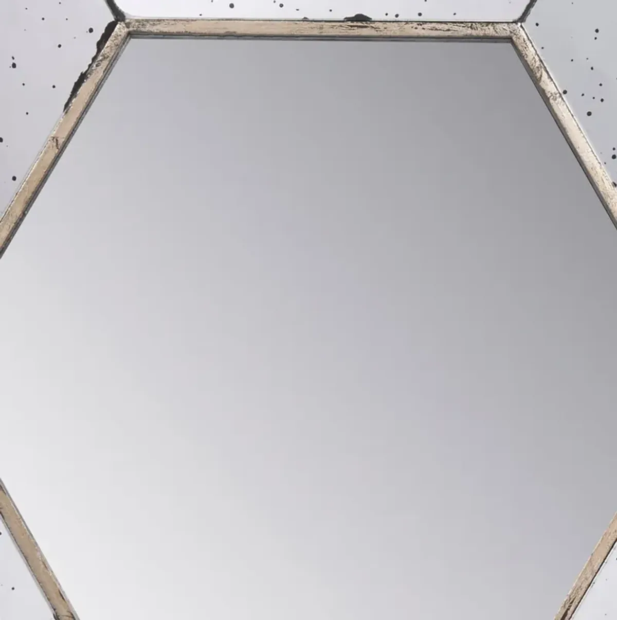 Filo 21 Inch Wall Accent Mirror, Raised Tray Edges, Hexagonal Mirror Frame-Benzara